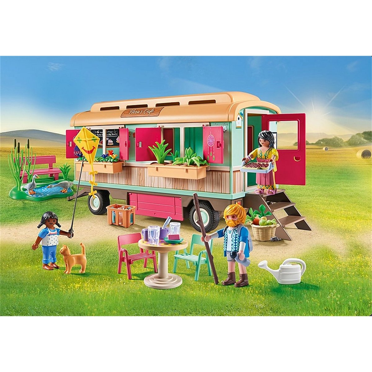 Roulotte café boutique multicolore, PLAYMOBIL