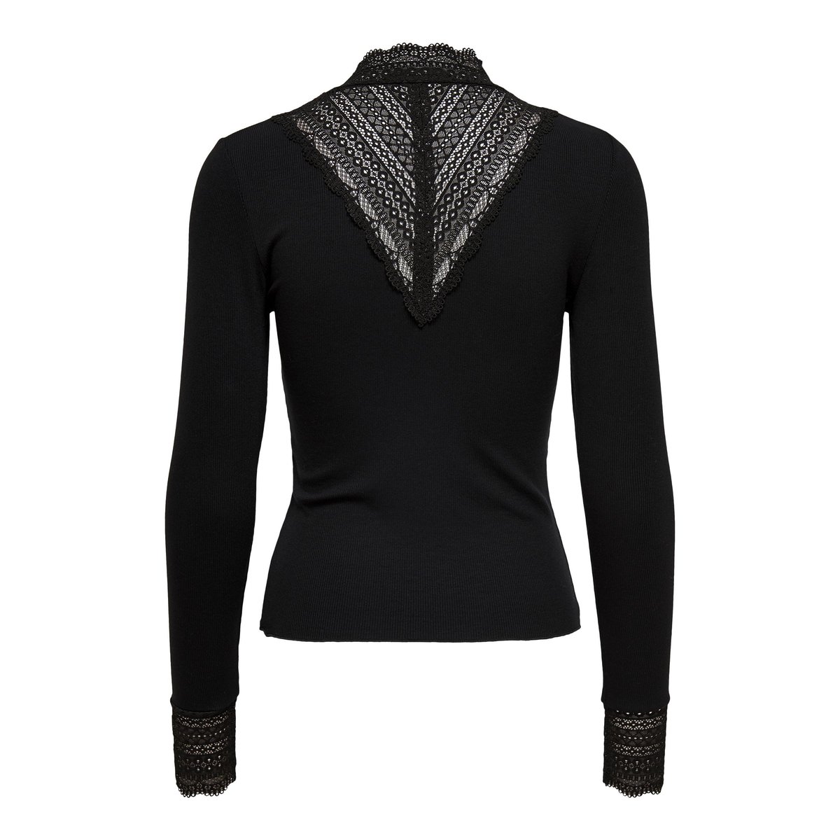 Tshirt manches longues, col en dentelle noir, ONLY