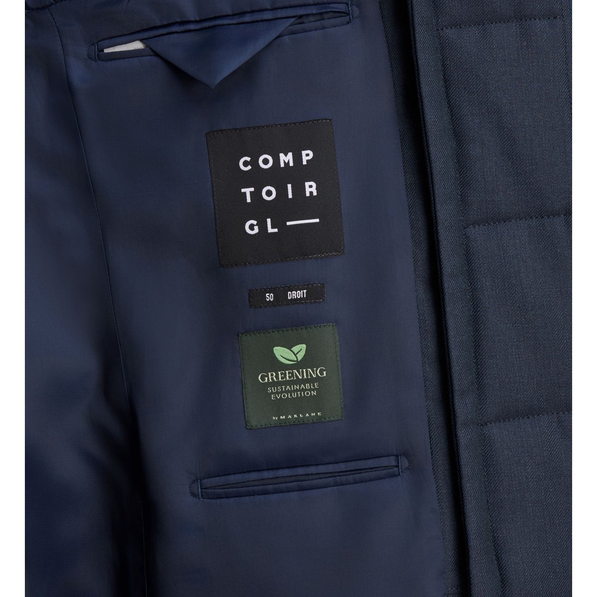 Veste de costume droite balneo parmenture laine bleu marine, COMPTOIR GL