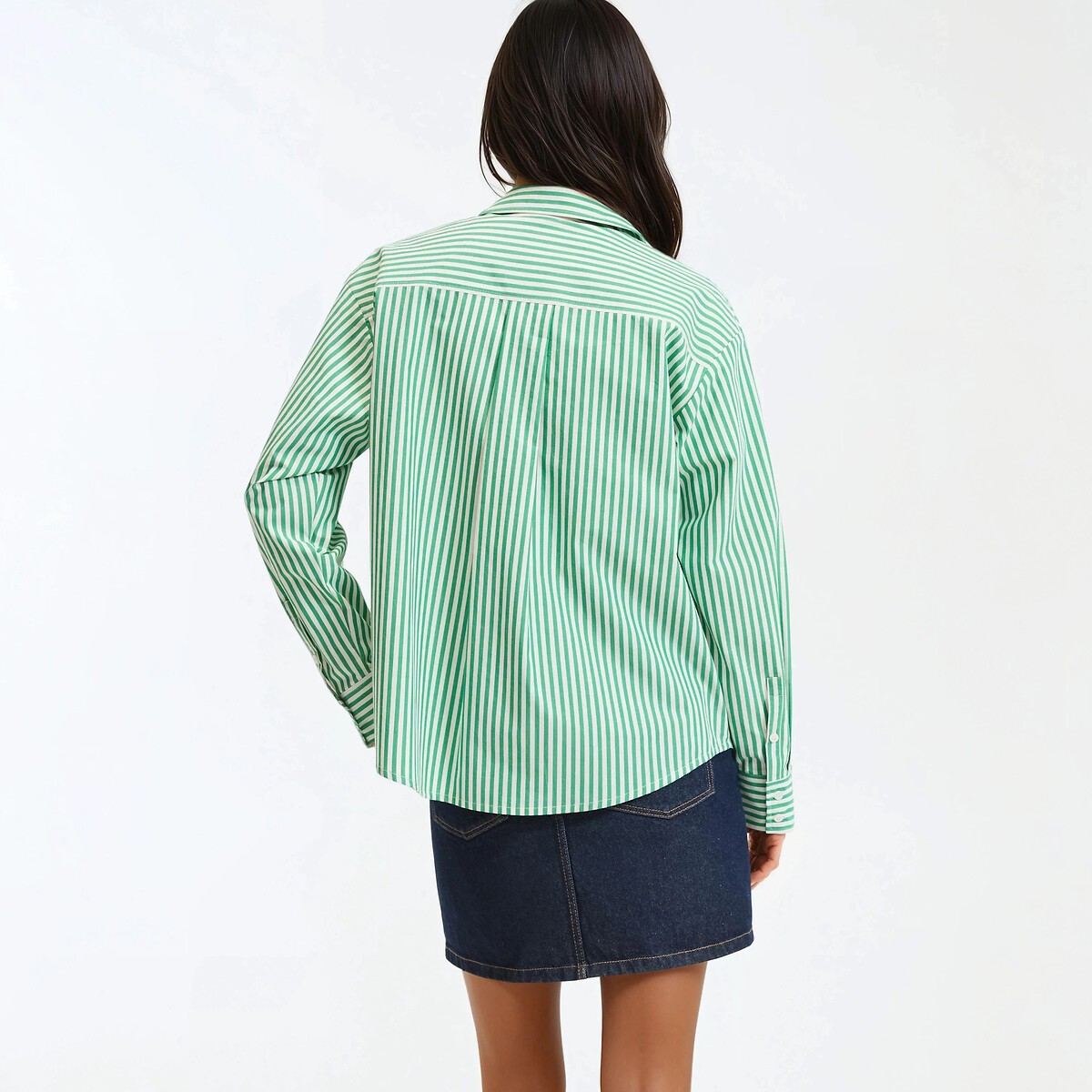 Chemise rayée en coton, Signature MARLÈNE rayé vert/blanc, LA REDOUTE COLLECTIONS