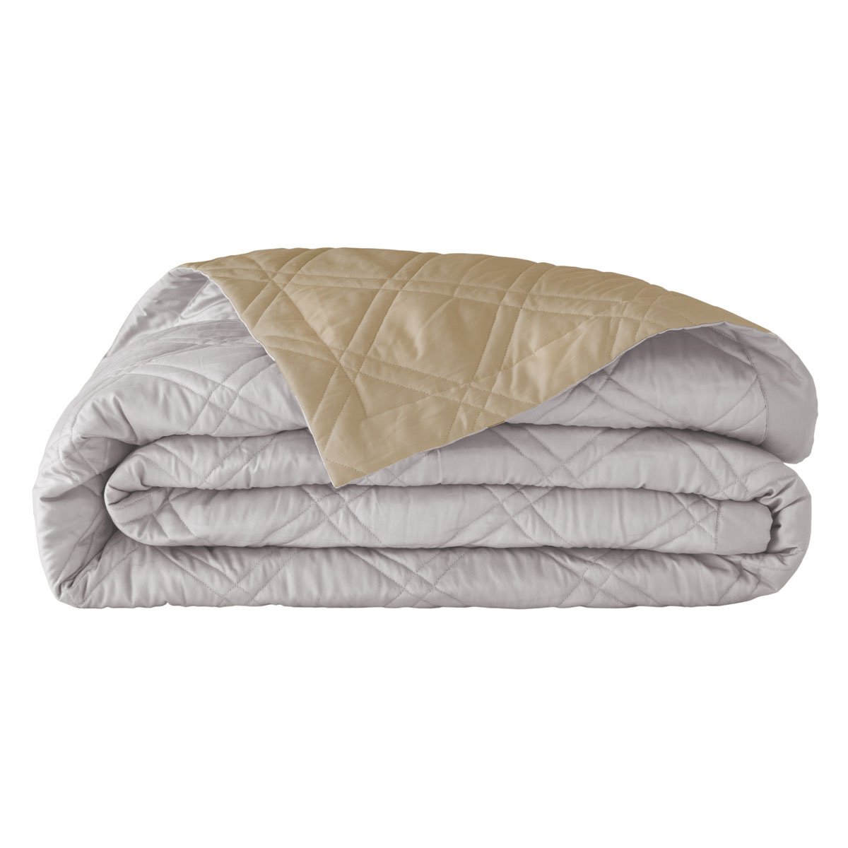 Couvre lit matelassé en satin de coton bio, MERVEILLE beige, ALEXANDRE TURPAULT