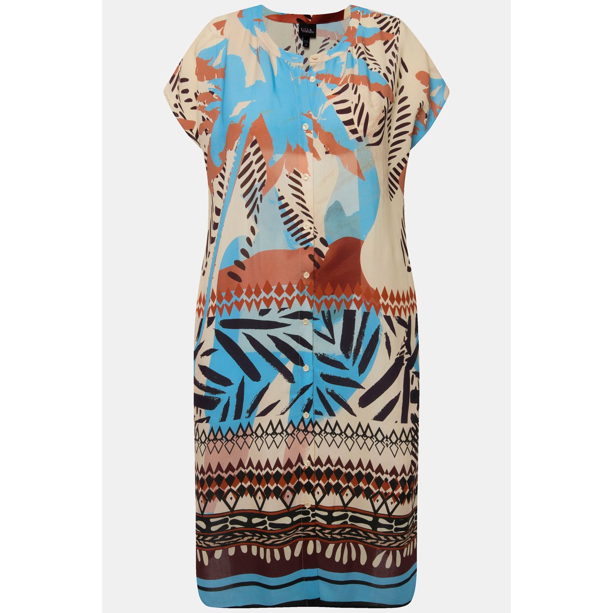 Blouse longue oversized à motif palmiers beige clair, ULLA POPKEN