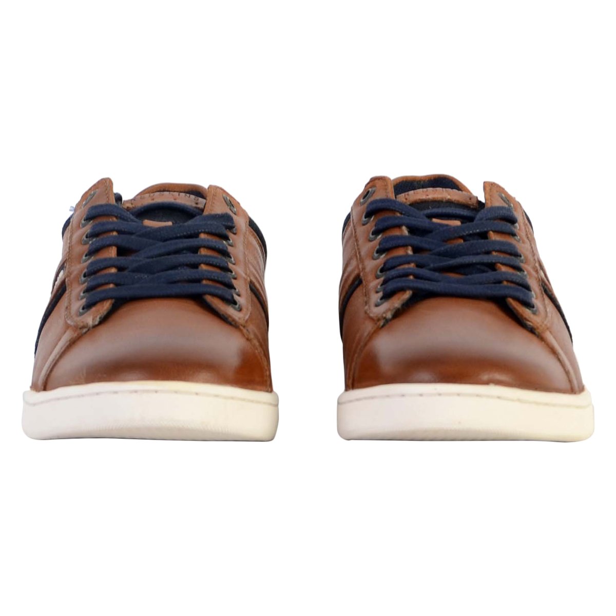 Baskets 90% cuir chèvre DIPLOMATE cognac+marine, REDSKINS