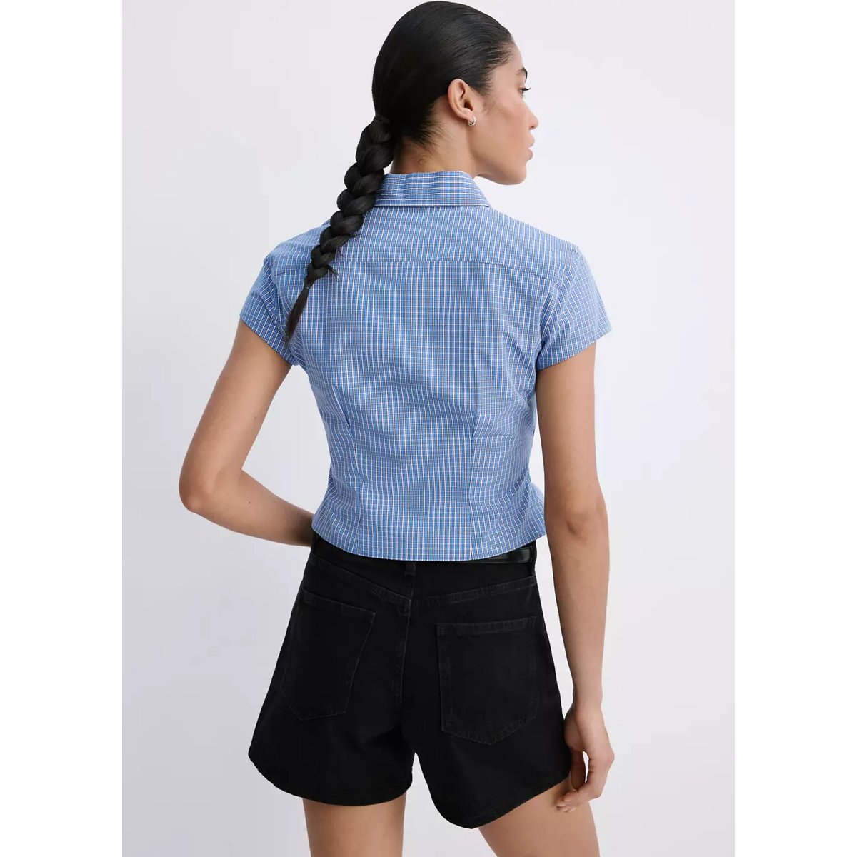 Short en jean droit black denim, MANGO