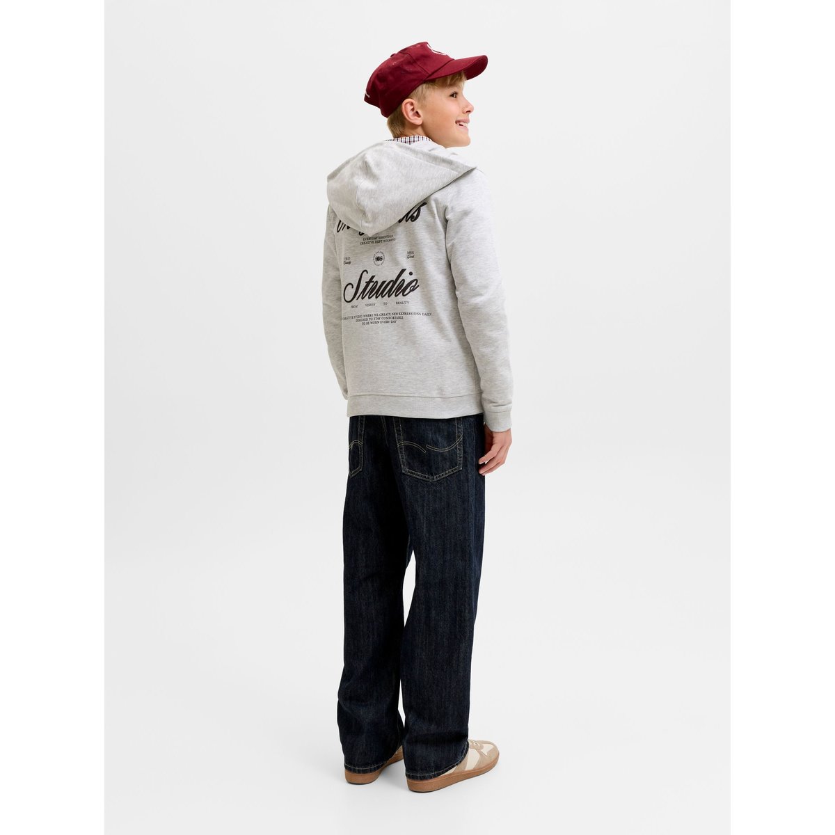 Sweat À Capuche white melange, JACK & JONES JUNIOR