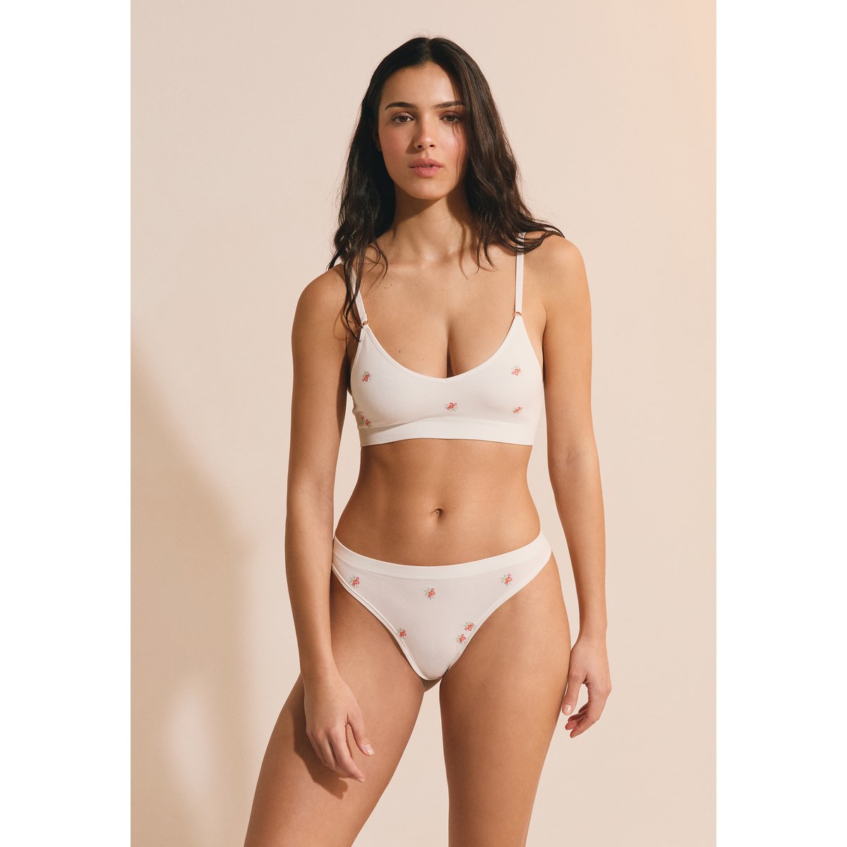 Soutien-gorge brassière sans coutures en coton biologique AMANDE BLOOM multicolor, ETAM