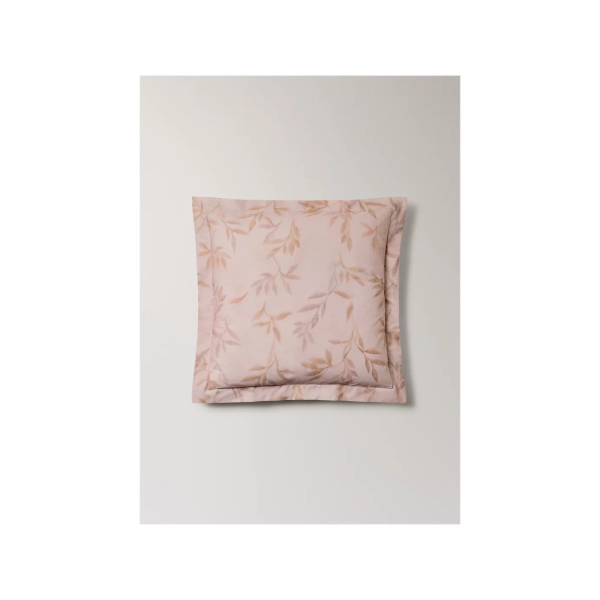 Deux taies d’oreiller percale de coton imprimé feuilles 60x60 cm pêche, MANGO HOME