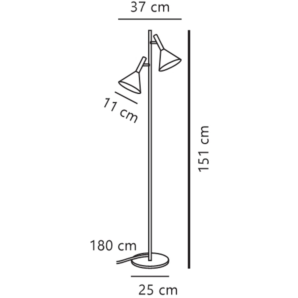 Lampadaire Coniques et Minimaliste en Métal, KELVIS noir, NORDLUX