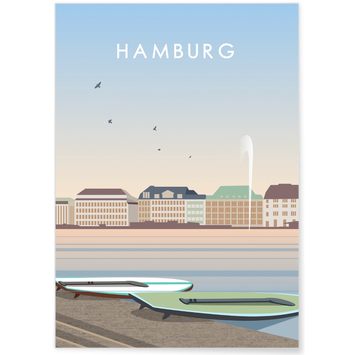 Poster Hamburg blanc, L'AFFICHERIE