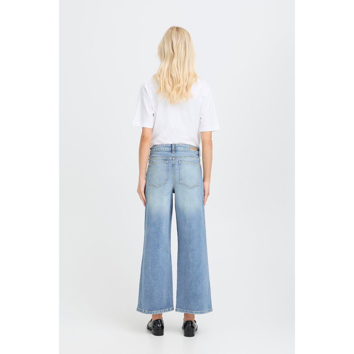 Jeans jambes larges, taille haute bleu mid blue denim, B.YOUNG