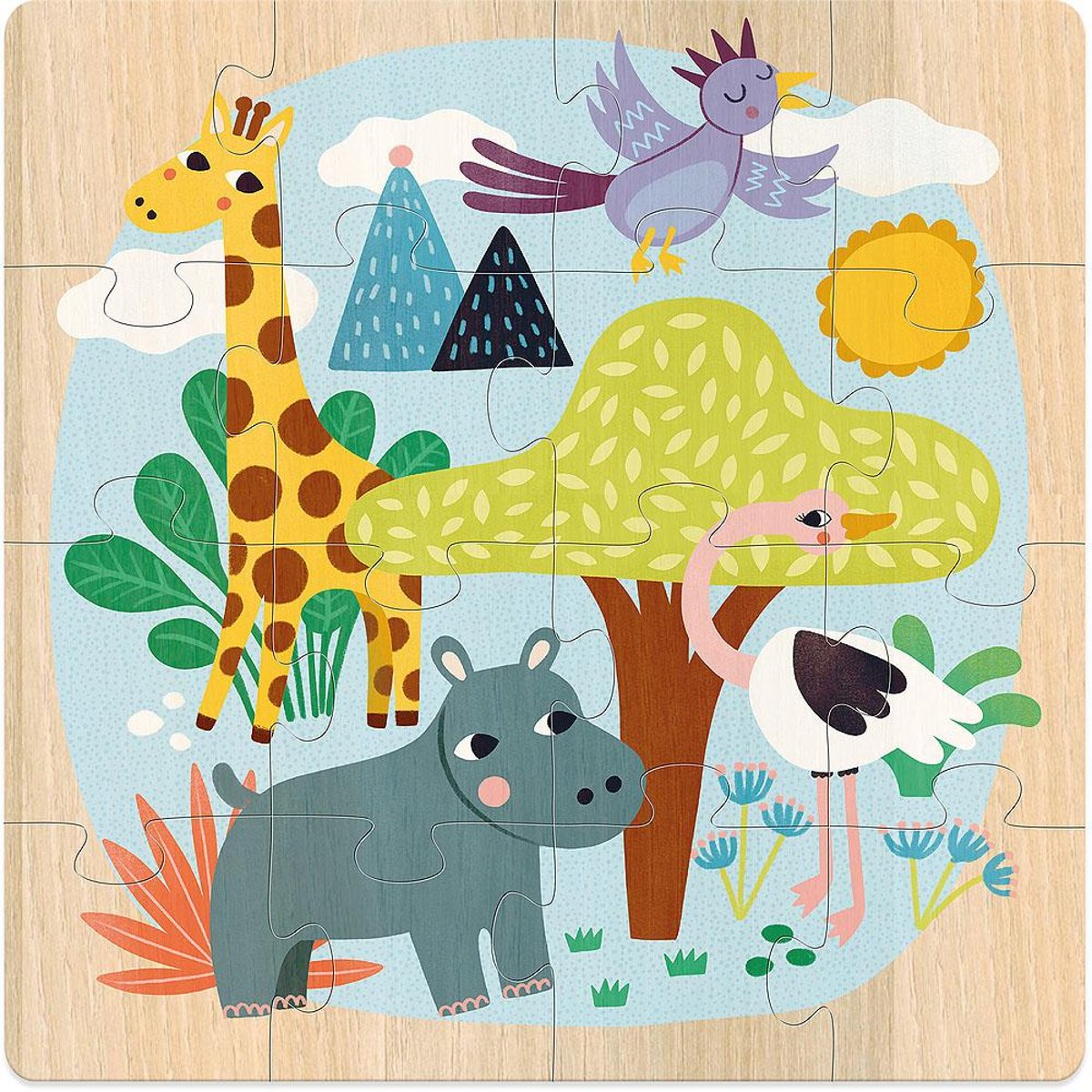 3 puzzles Animaux du monde bleu, VILAC