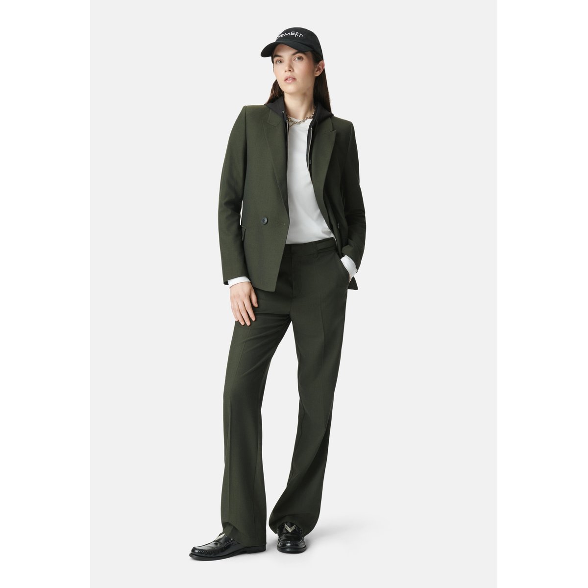 Veste de tailleur parementure amovible vert kaki, IKKS