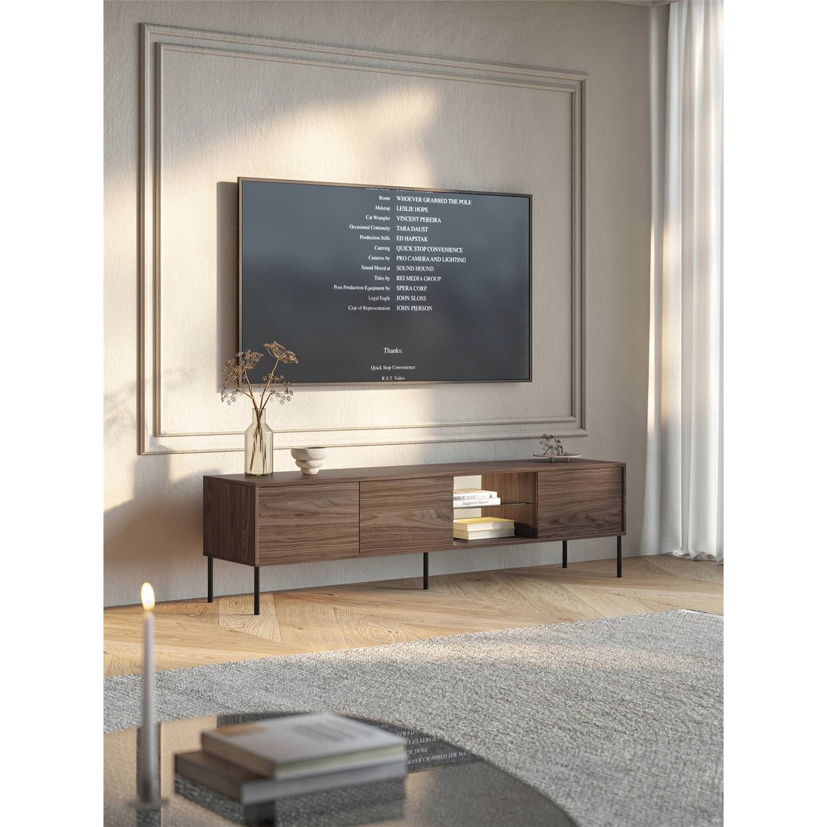Meuble tv MODITY avec éclairage LED chêne, RECOLLECTION