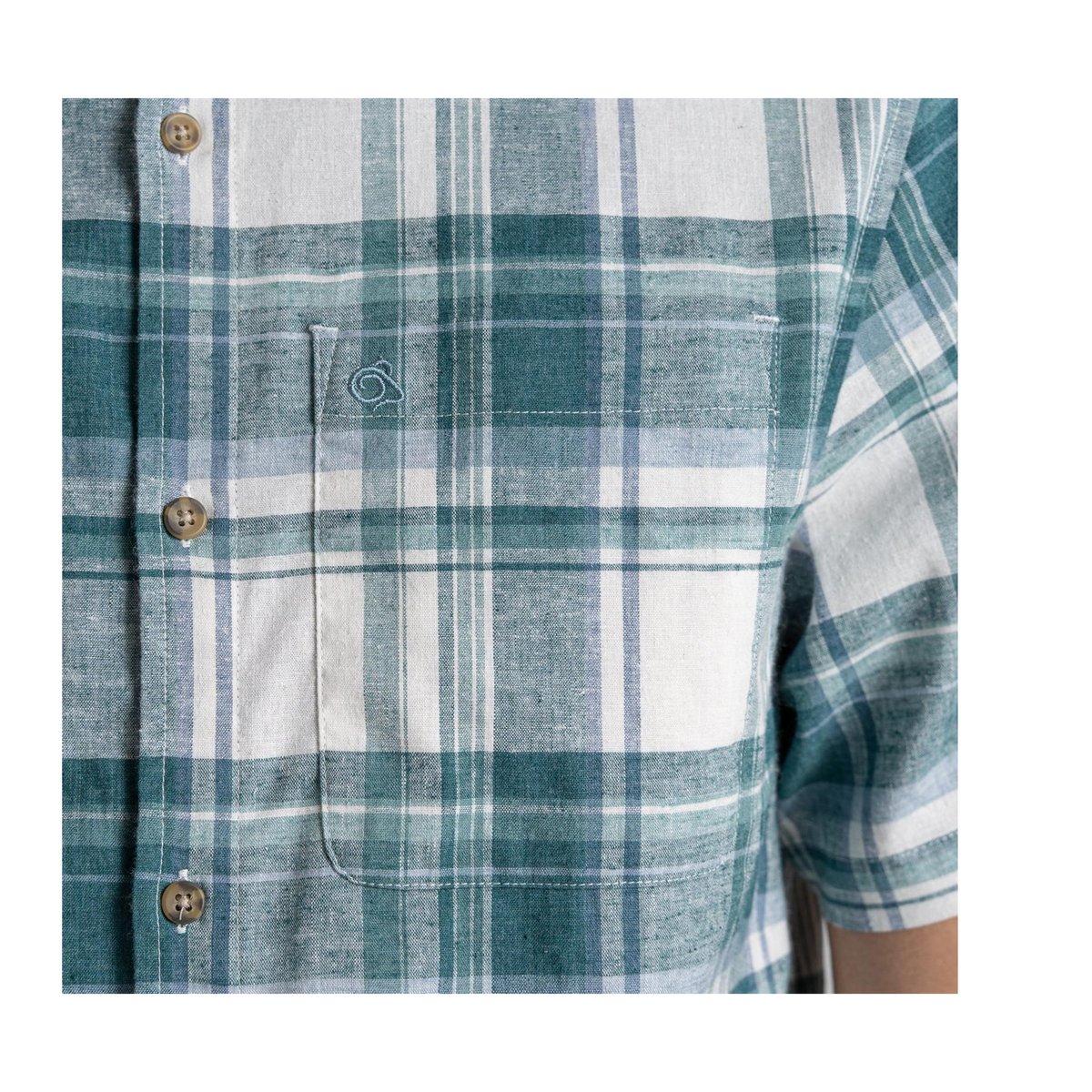 Chemise manches courtes motif/style à carreaux HILA bleu sarcelle, CRAGHOPPERS