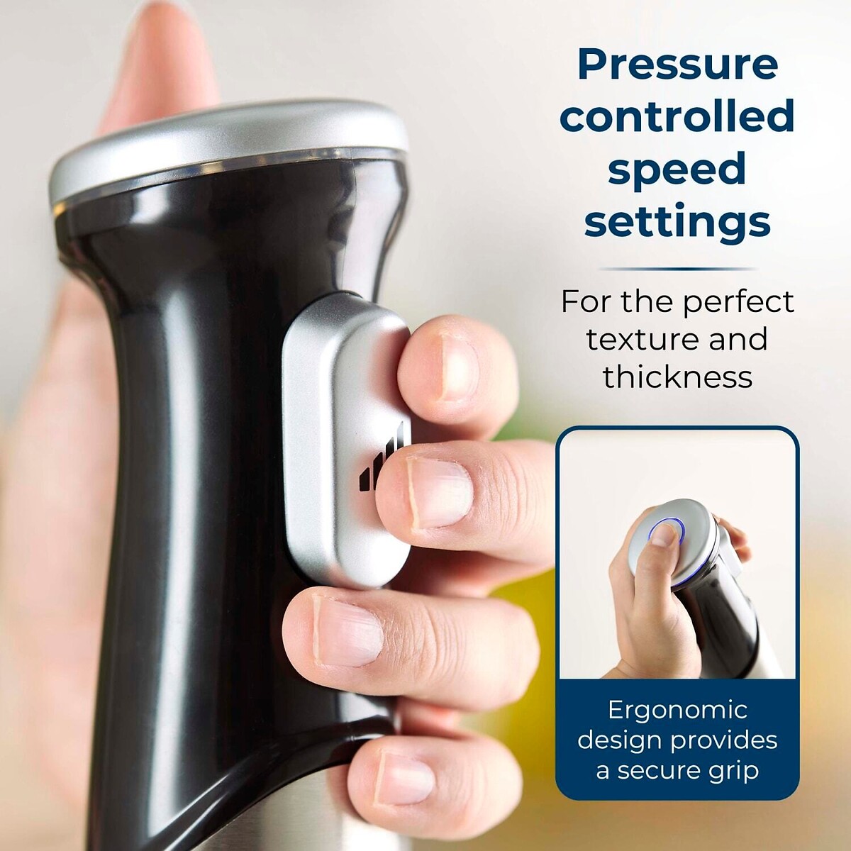 3-in-1 1200W Hand Blender - T12099 silver-coloured, TOWER