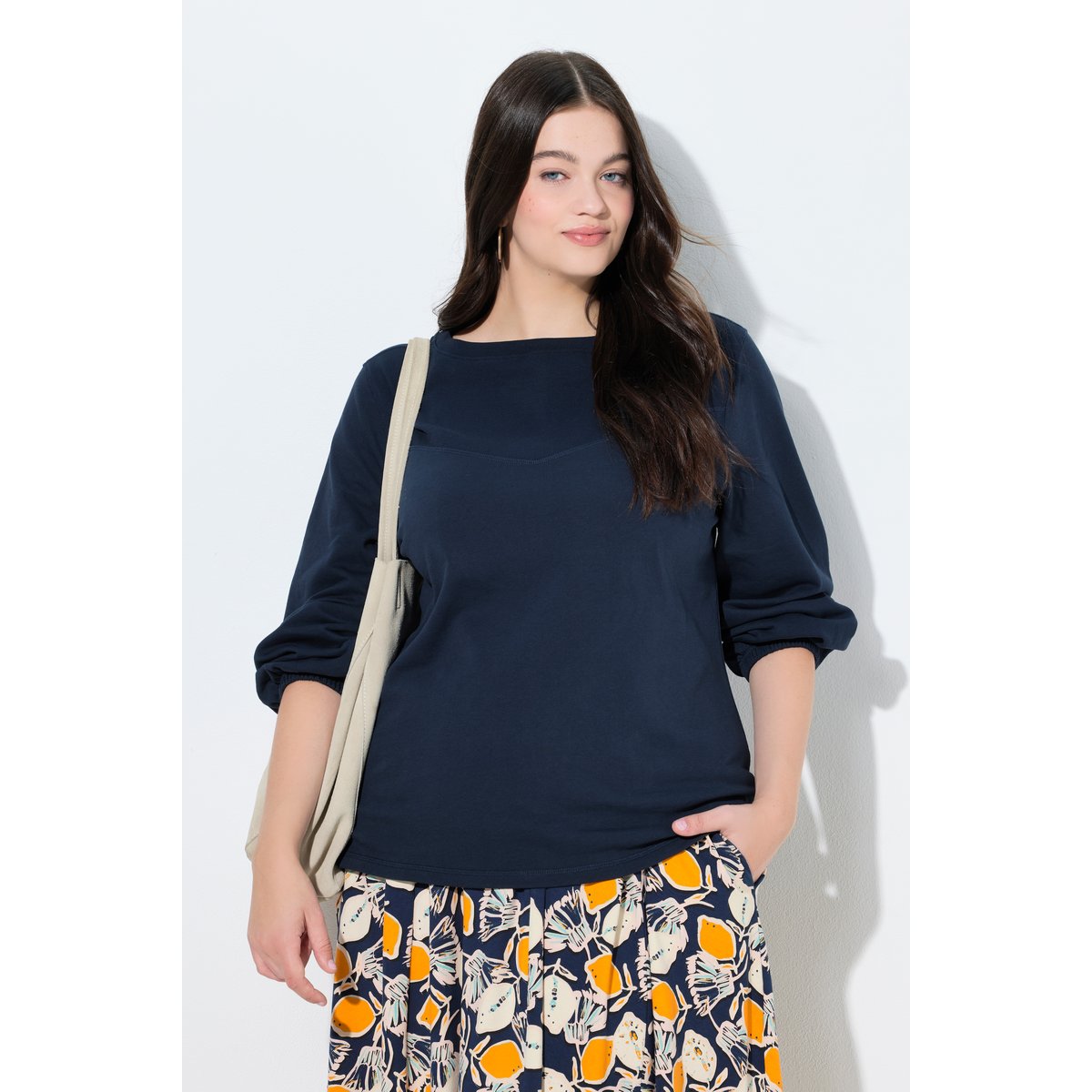 Sweat-shirt en coton bio marine, ULLA POPKEN