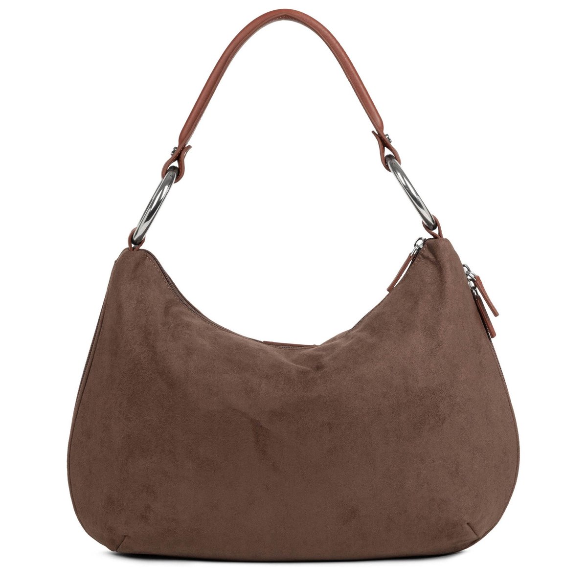 Sac à main zippé HANDLE SUÉDINE marron, SEQUOIA