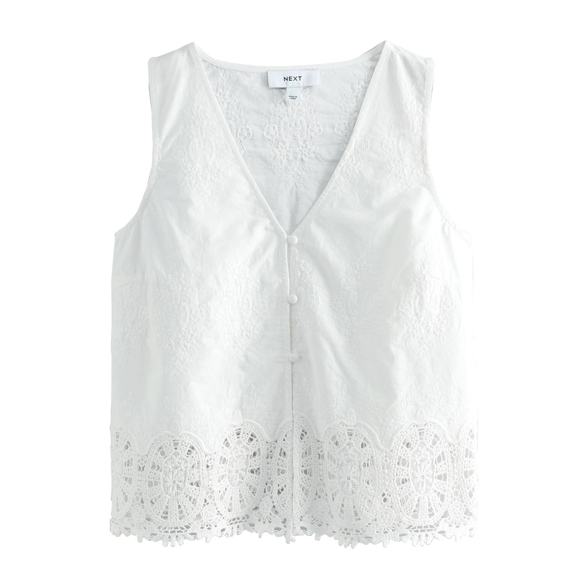 Gilet avec bordures en crochet écru, NEXT