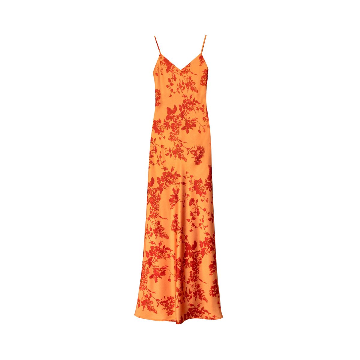 Robe nuisette à imprimé floral avec bretelles réglables et dos ouvert orange, THE-ARE