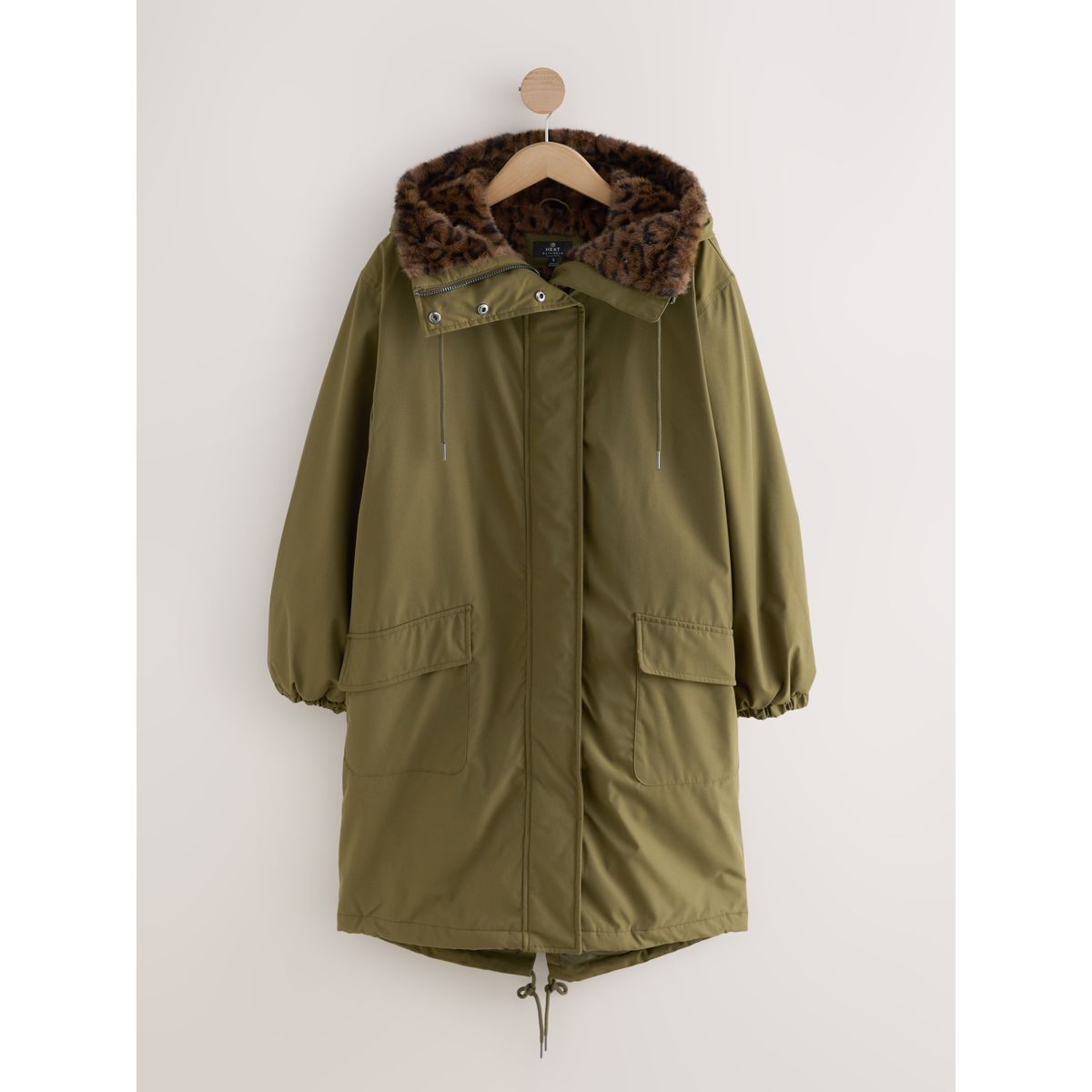 Parka avec doublure imitation fourrure imprimée animal vert kaki, NEXT