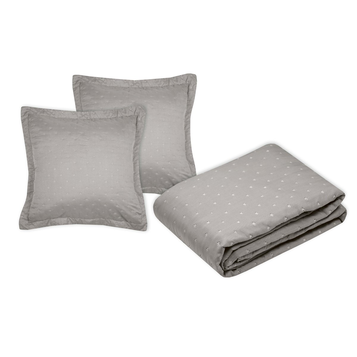 Couvre lit + taies Collection Chloé taupe, EDEN