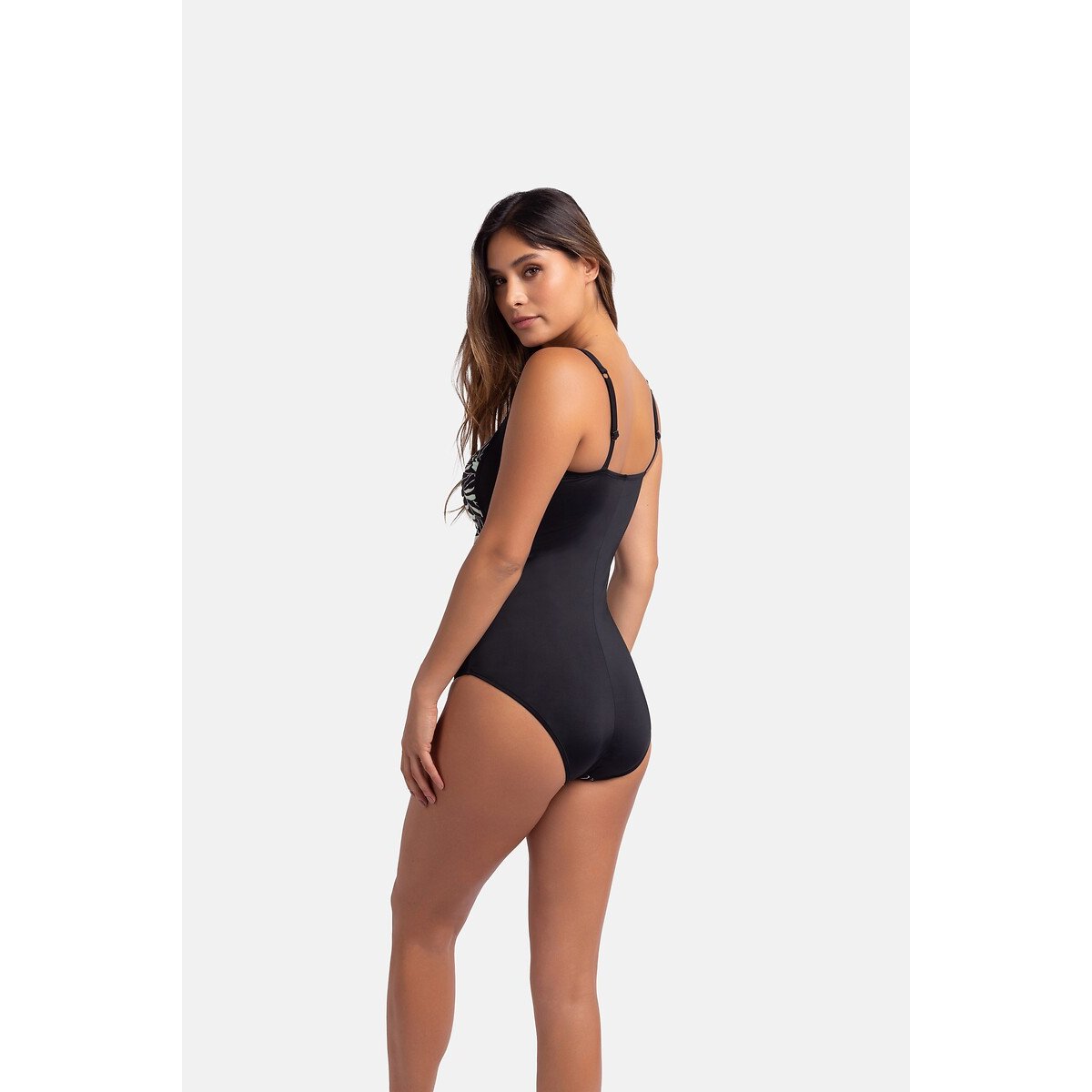 Kanjari Full Coverage Swimsuit black floral print, DORINA