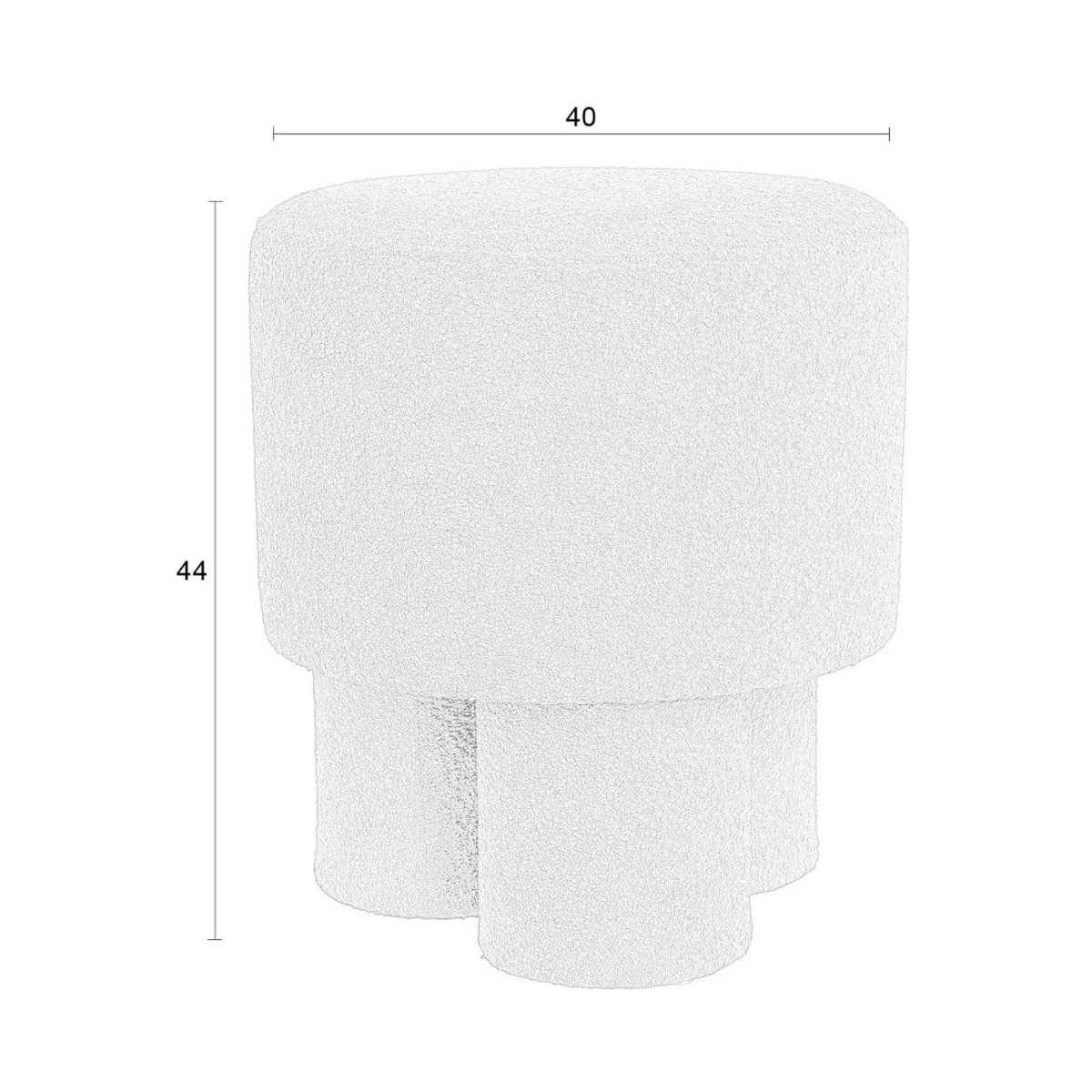 Tabouret rond en tissu bouclette 40cm- MARCOS rouille, DRAWER