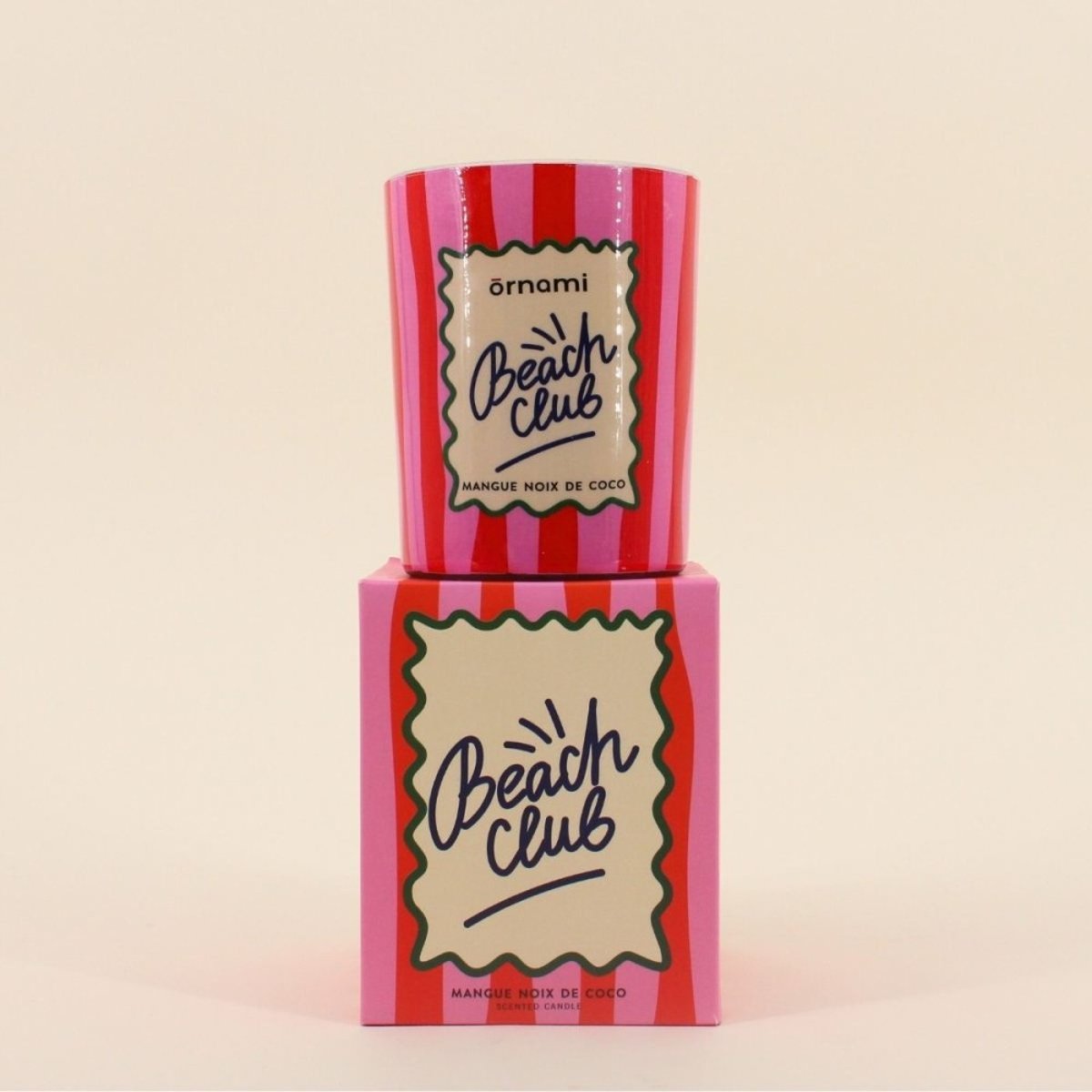 Bougie parfumée 510g "Beach club", boite cadeau rose, ORNAMI