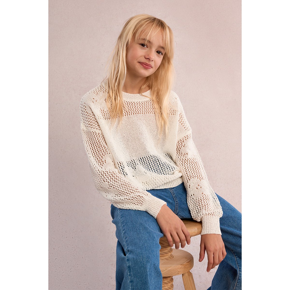Pull en maille, motif fleur blanc, MOLLY BRACKEN GIRL
