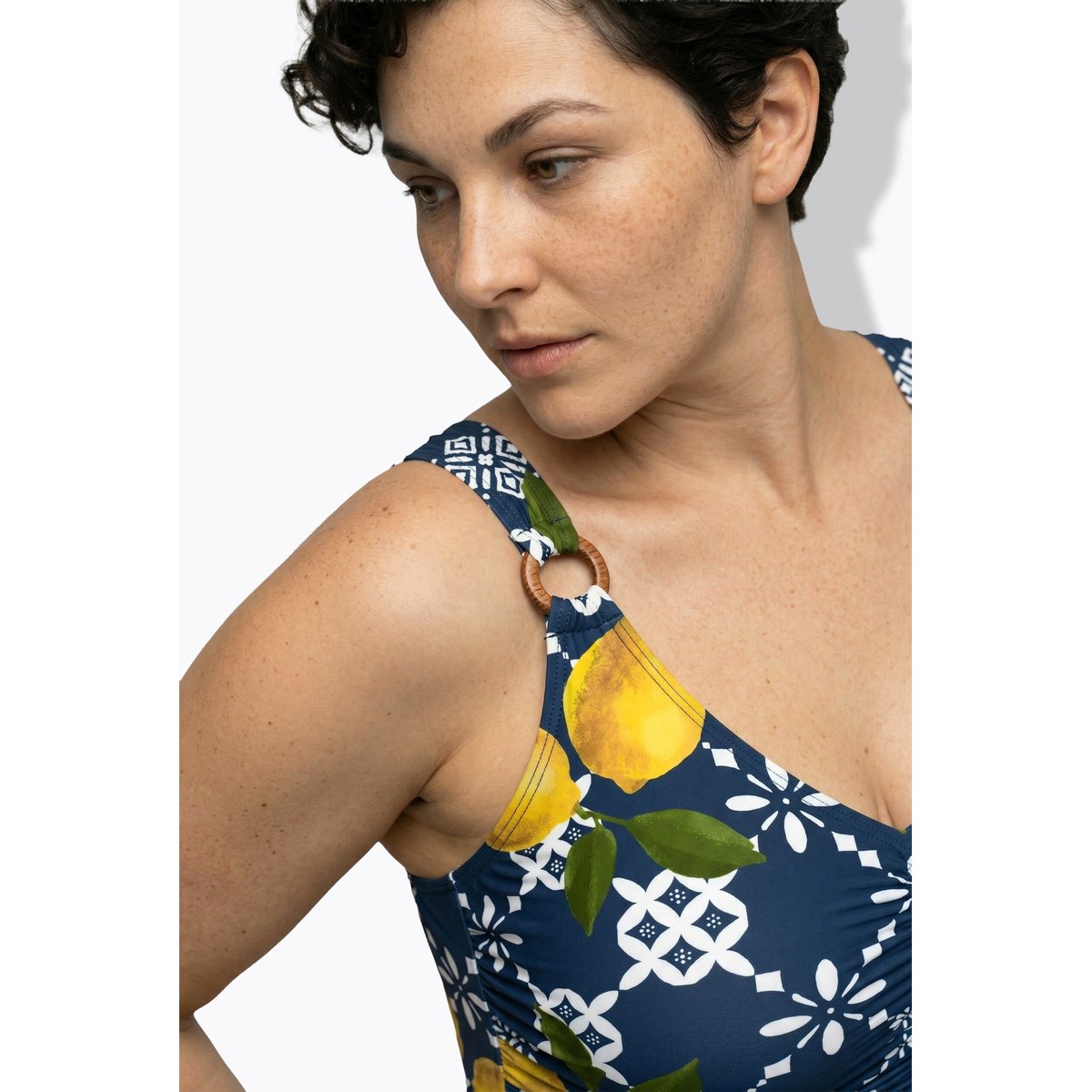 Maillot de bain motif citrons bleu foncé, ULLA POPKEN