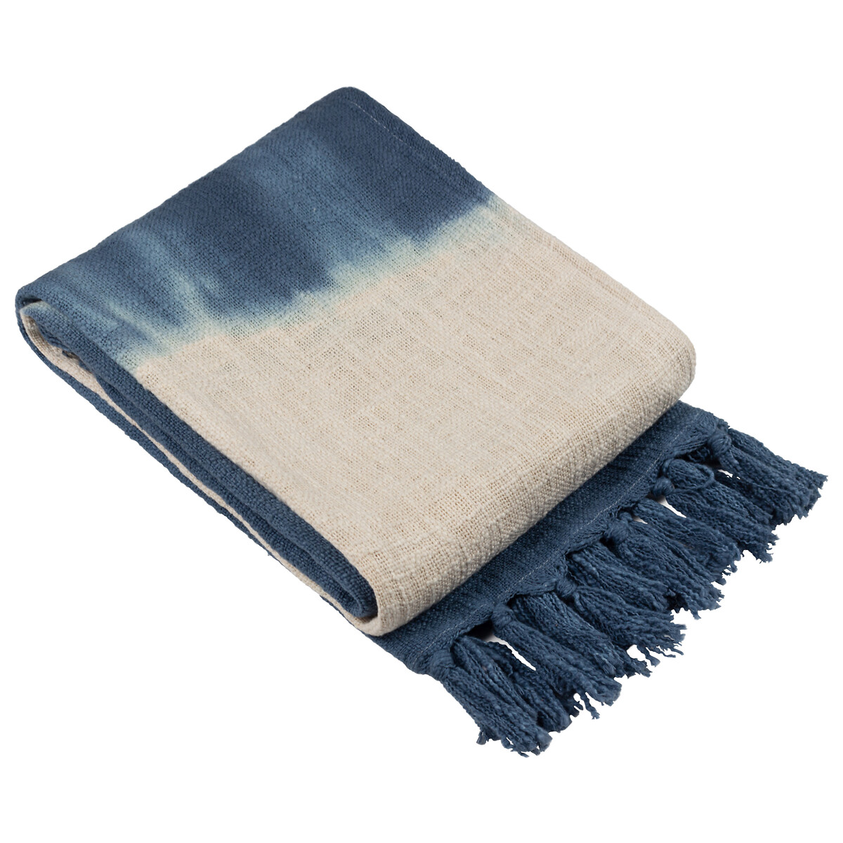 Mizu Dip Dye Cotton Fringed Throw 130x170cm ink, FURN.