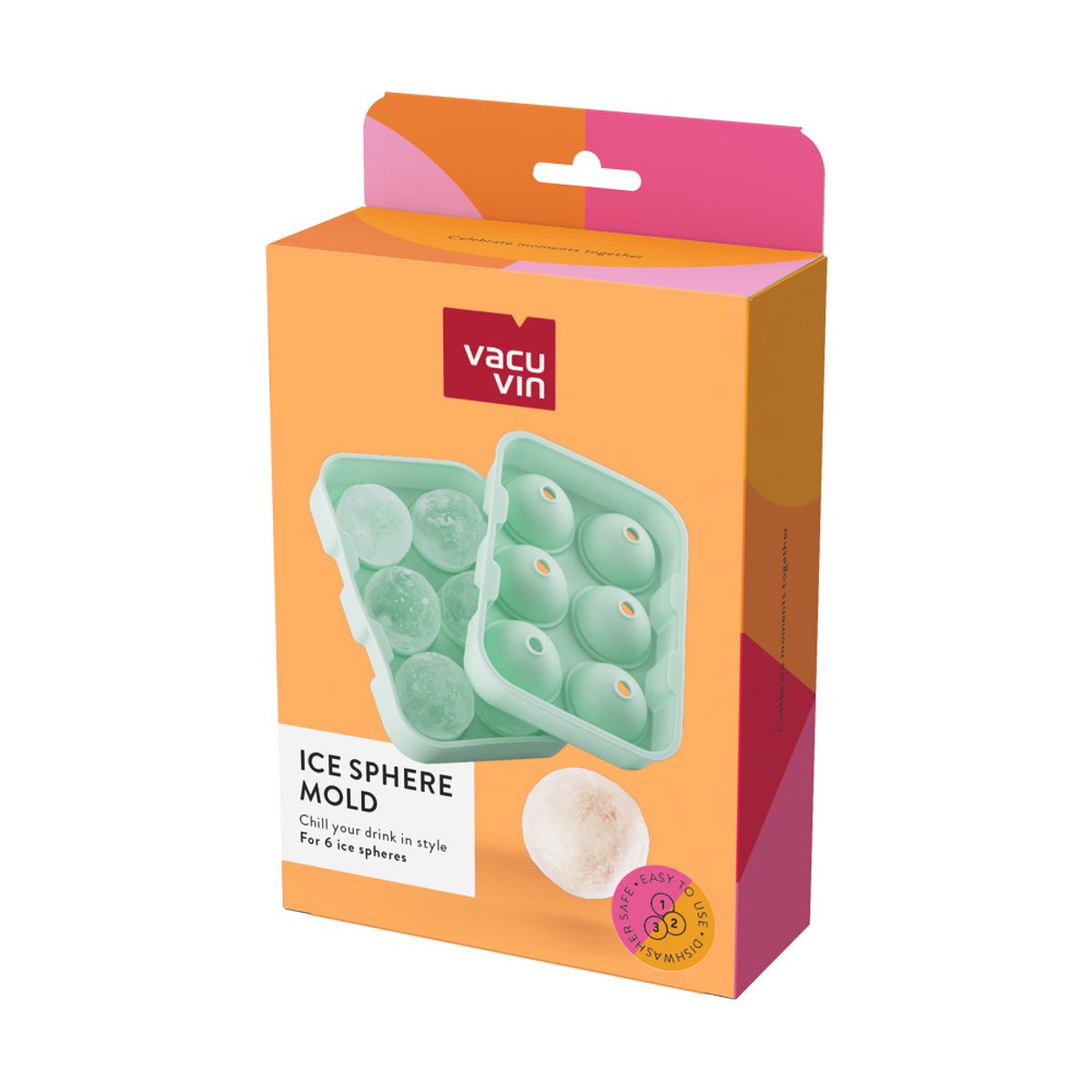 Moule à boules de glace 6 pièces couleur unique, VACU-VIN