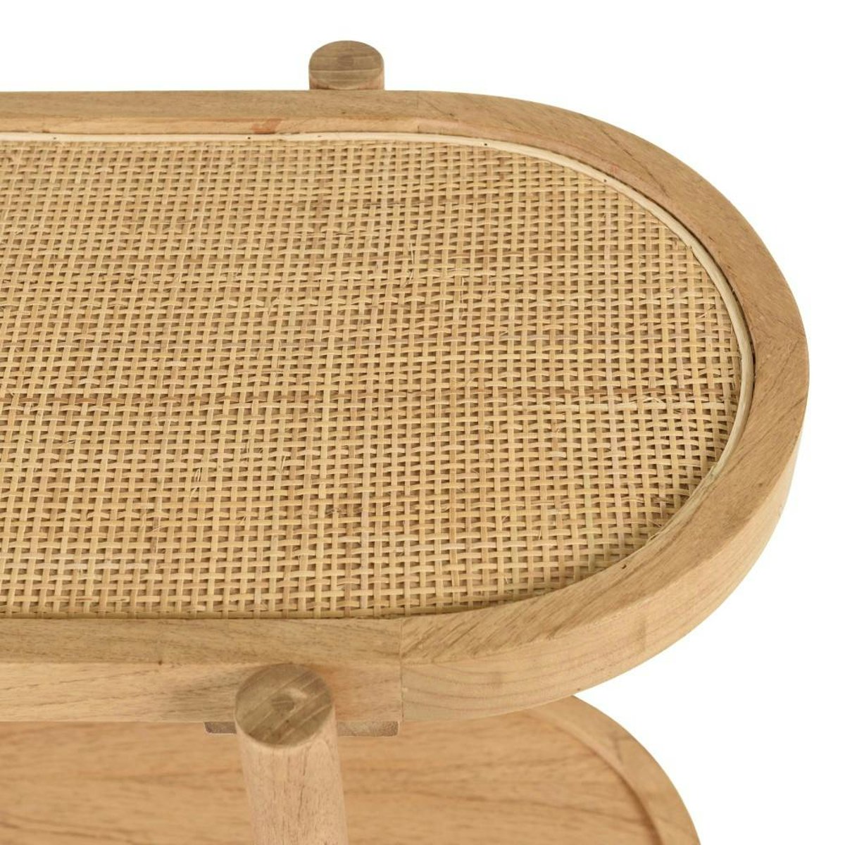 Console en mindi avec tablette supérieure en rotin naturel TIVARO bois naturel, PIER IMPORT