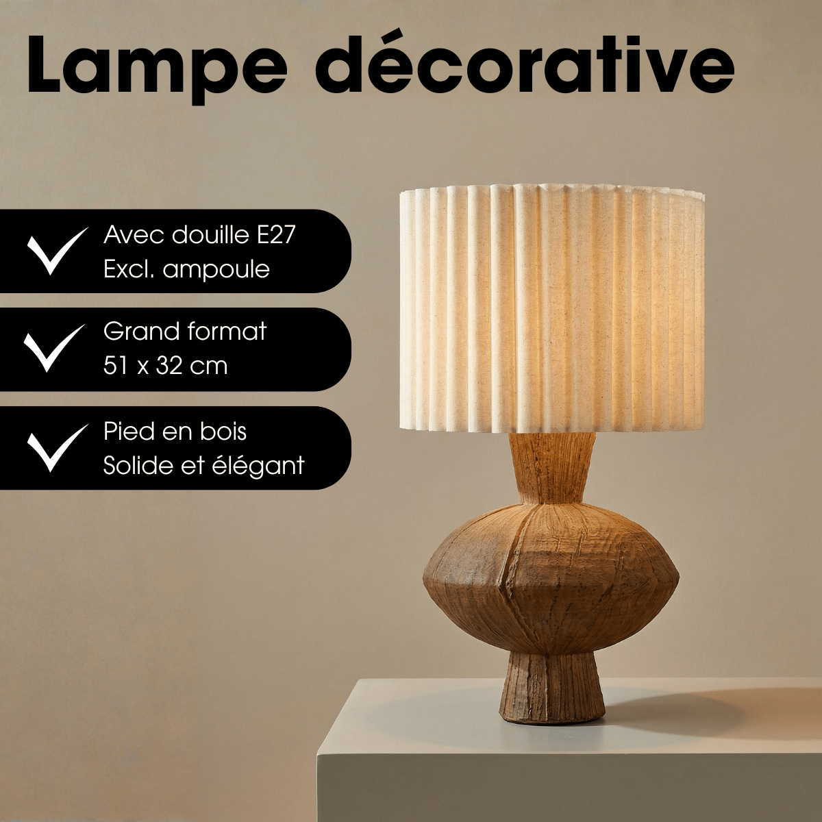 Lampe de table FREY brun, MICA DECORATIONS