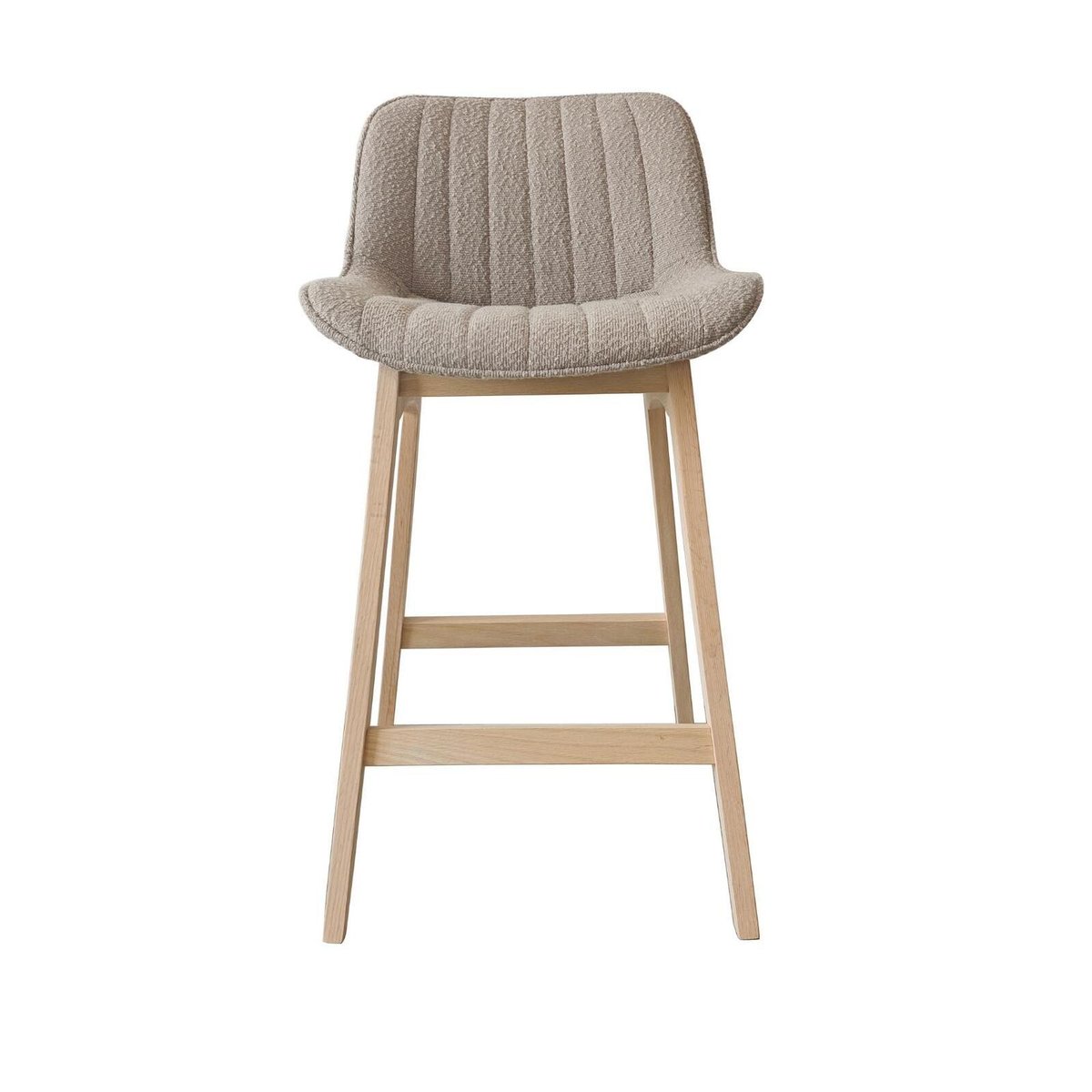 Lot de chaises d'îlot et bar en chêne et assise tissu bouclette 65cm MILK | Lot de 4 taupe, MOB IN