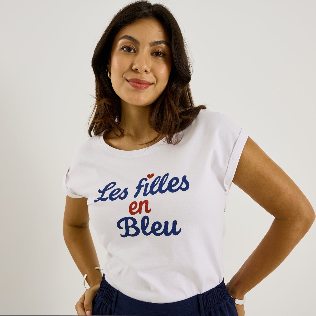 T-shirt col rond print blanc cassé blanc, GRAIN DE MALICE