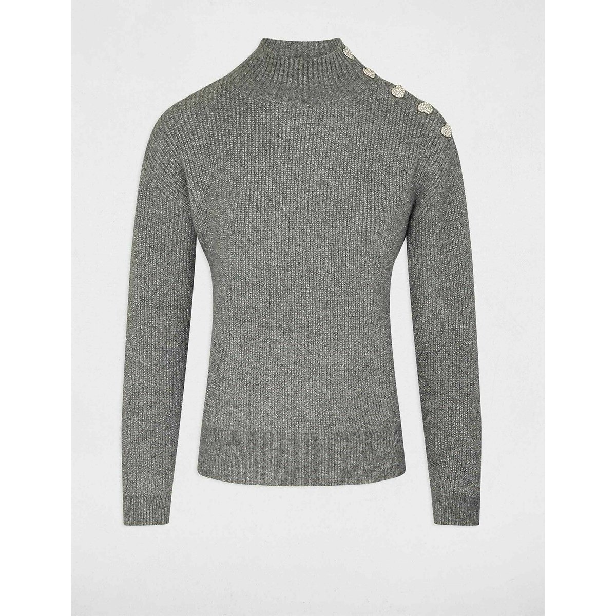 High Neck Jumper in Fine Knit grey, MORGAN
