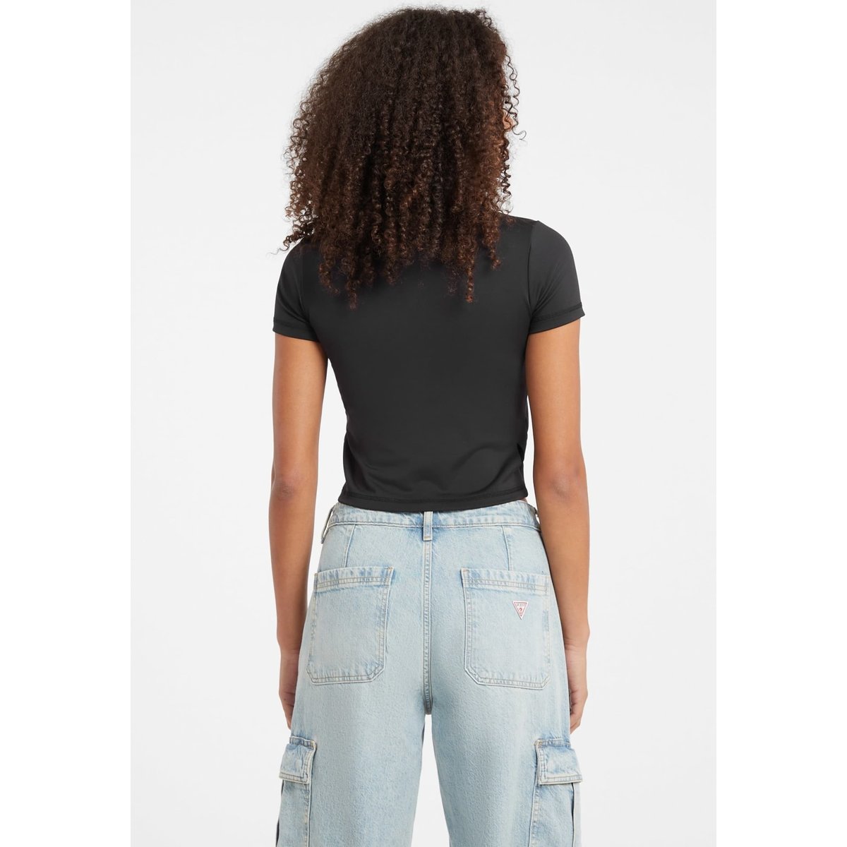 Crop Top En Microfibre noir, GUESS JEANS