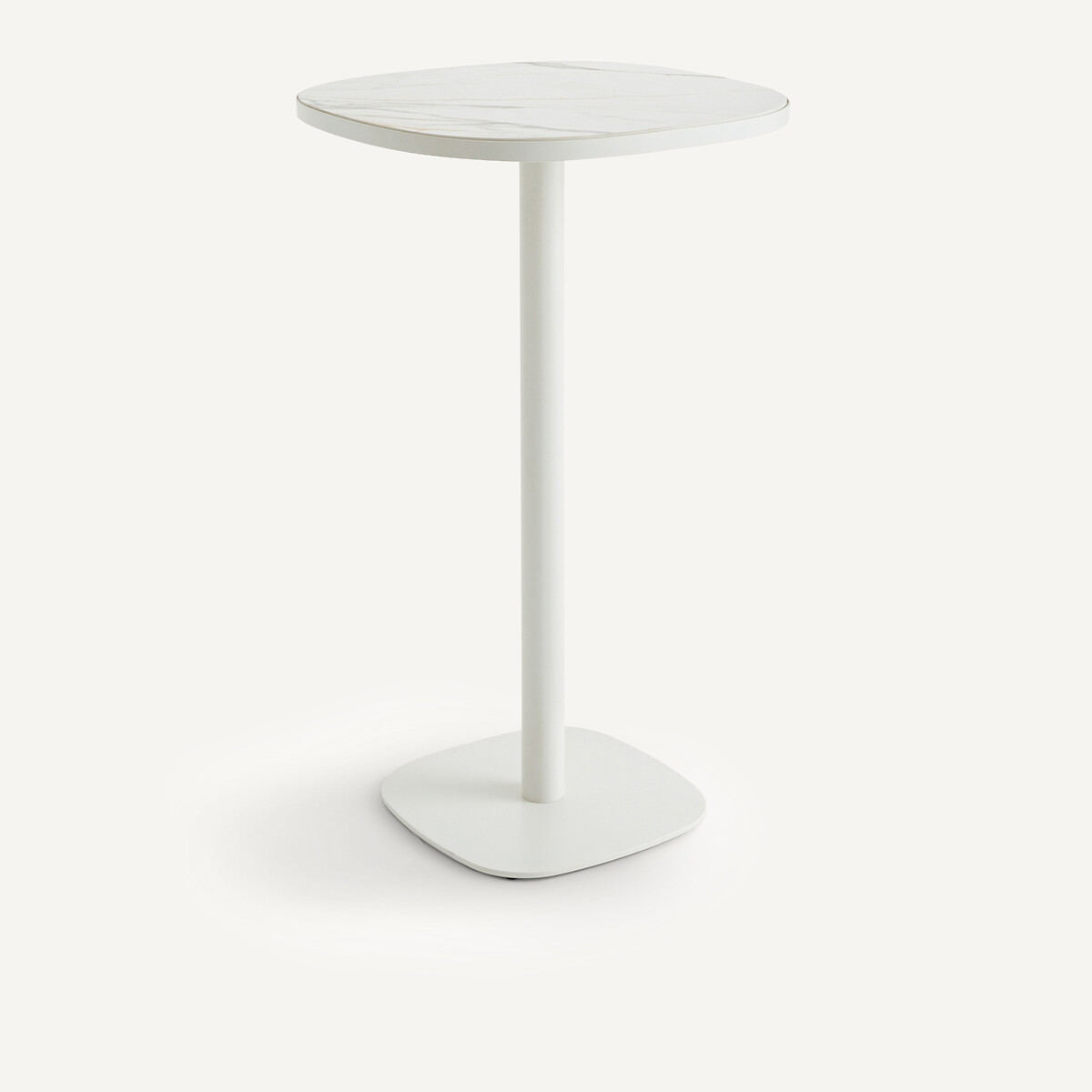 Table de bistrot haute, avec plateau en céramique blanche, 2 couverts, LIXFELD céramique blanche, AM.PM
