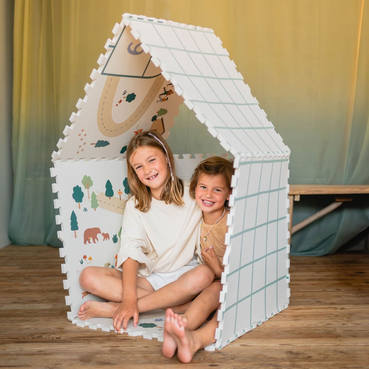 play&go - tapis puzzel, boîte de rangement & mini maison - hopscotch multicolor, PLAY ET GO