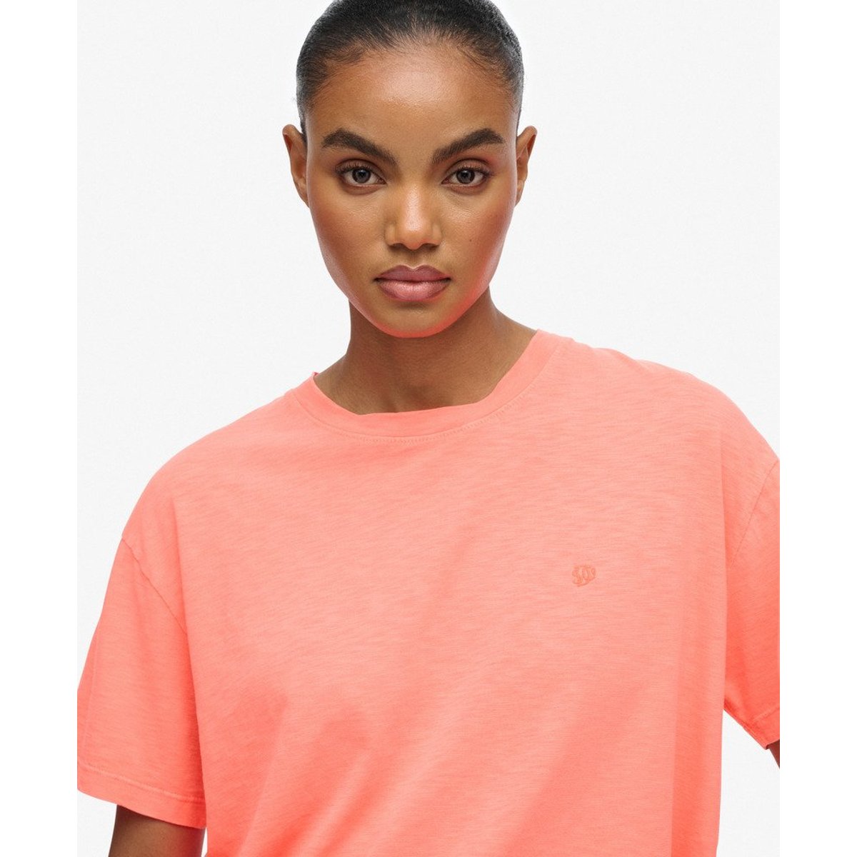 T-shirt Studios Crew Coupe Décontractée corail fluo, SUPERDRY
