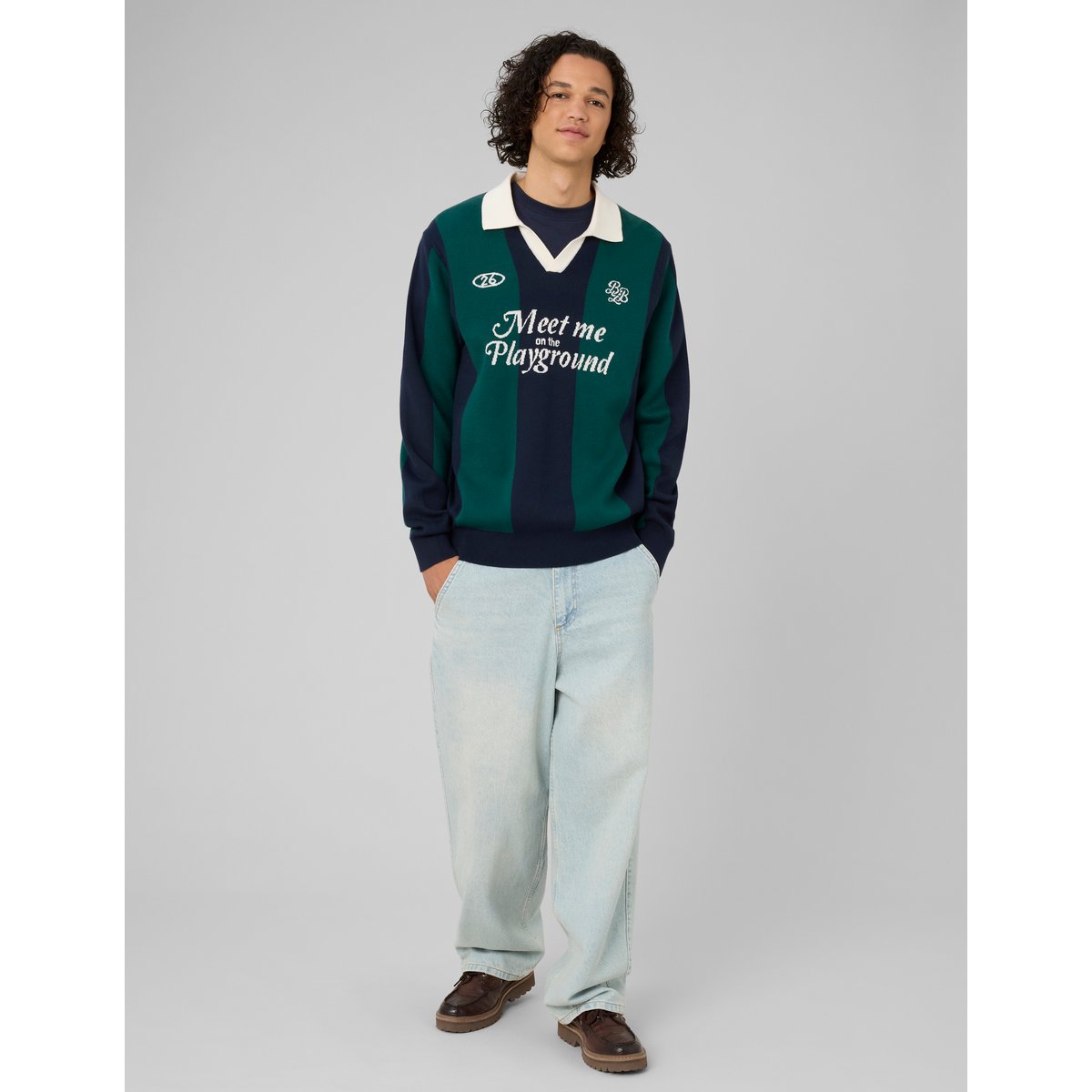 Pull col polo sport vert, BZB