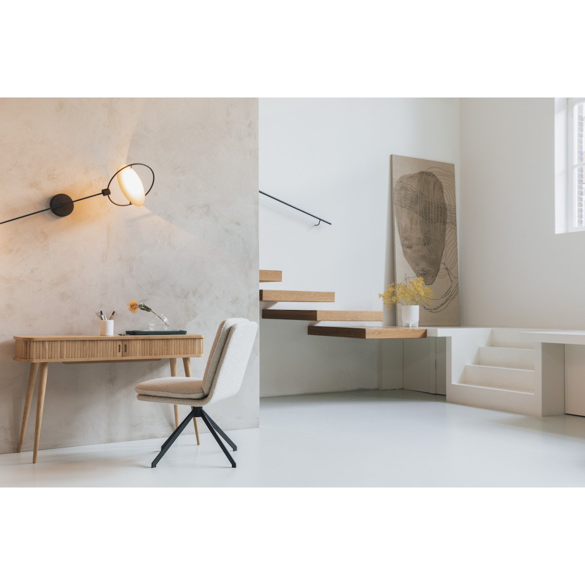 2 chaises en tissu bouclé  - TYLER blanc, ZUIVER