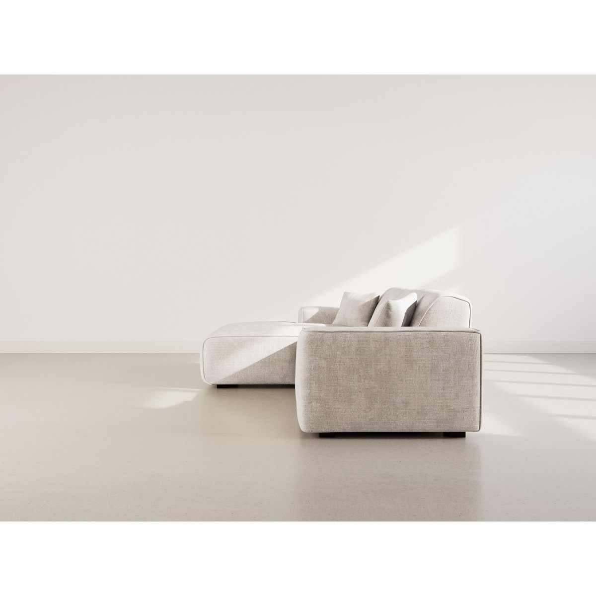 Canapé d'angle gauche en velours texturé, LISON beige, BEST MOBILIER