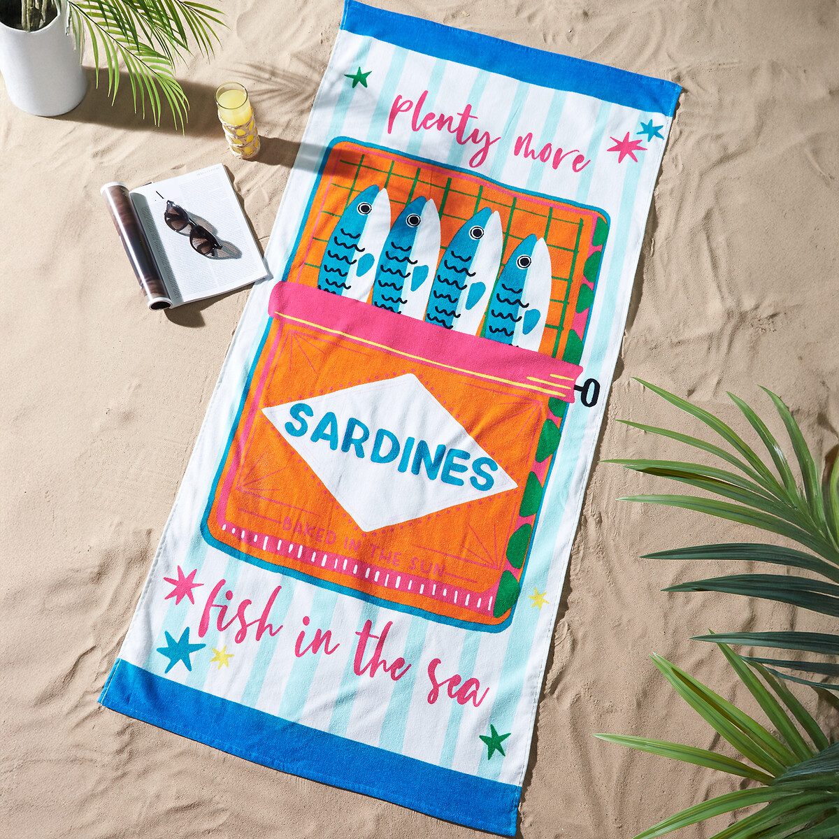 Sardines Cotton Beach Towel blue, CATHERINE LANSFIELD