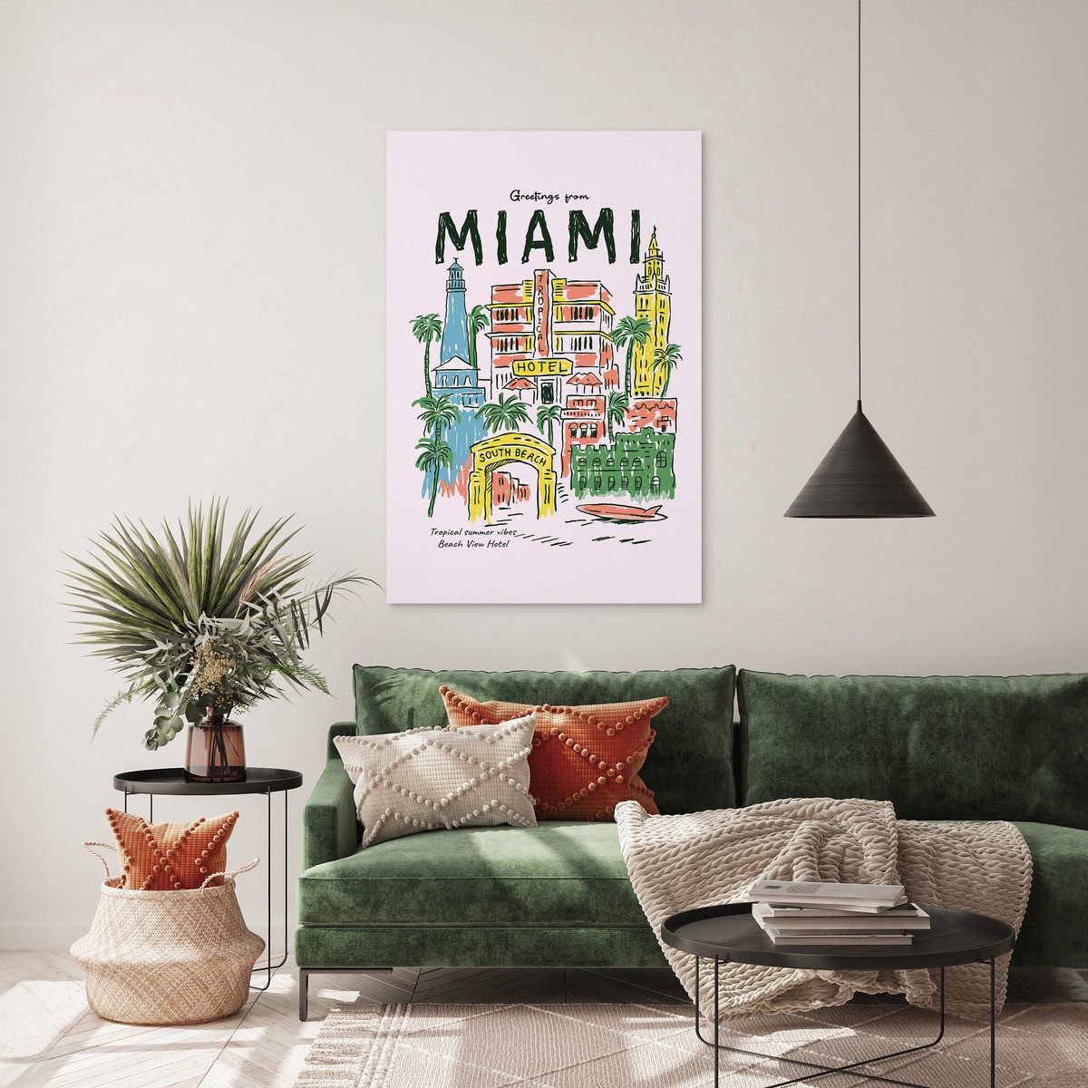 Tableau Sur Toile Miami Vintage ILLUSTRATION tableaux sur toile-multicolore, CEANOTHE