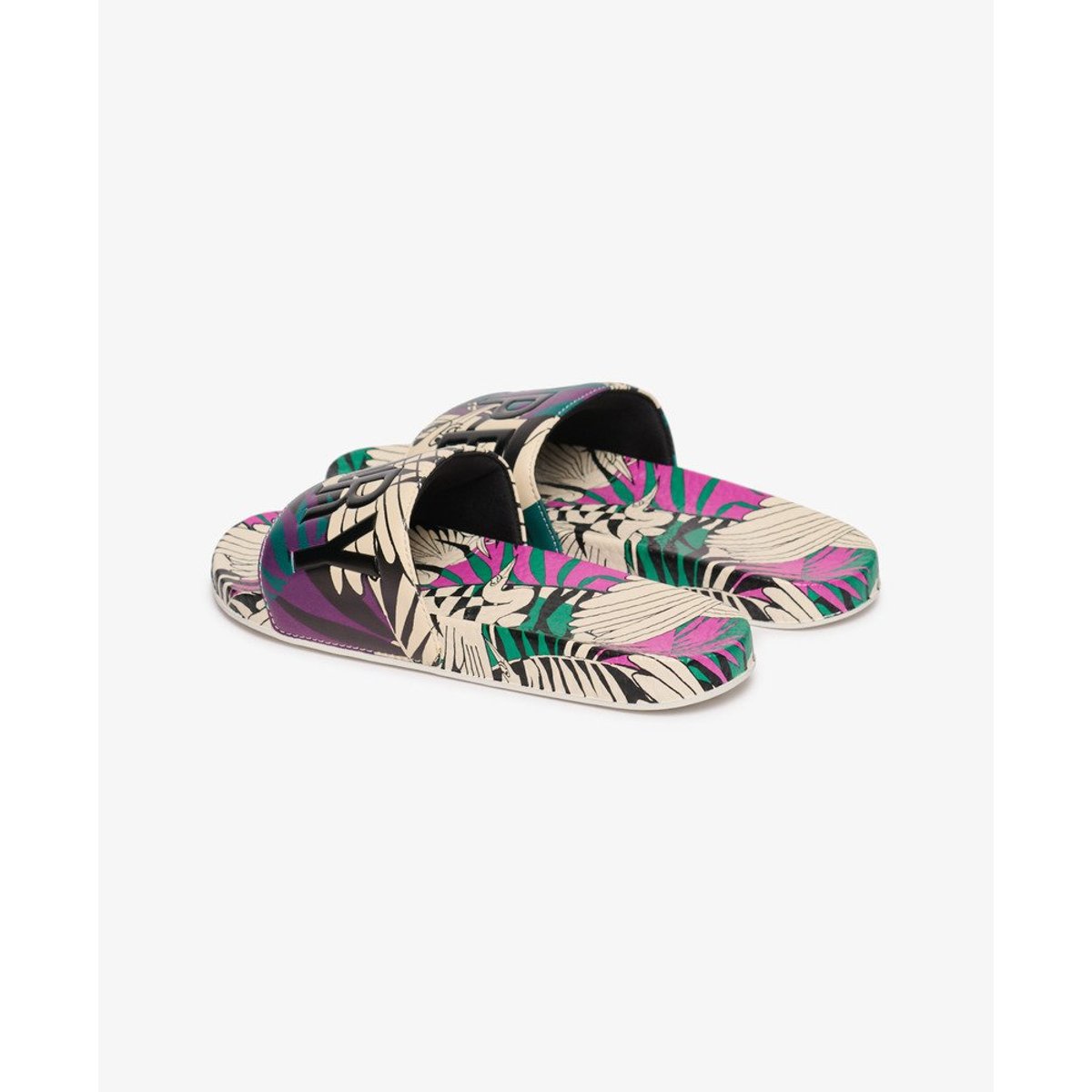 Claquettes de Piscine à Imprimé Intégral crème oiseaux optiques, SUPERDRY