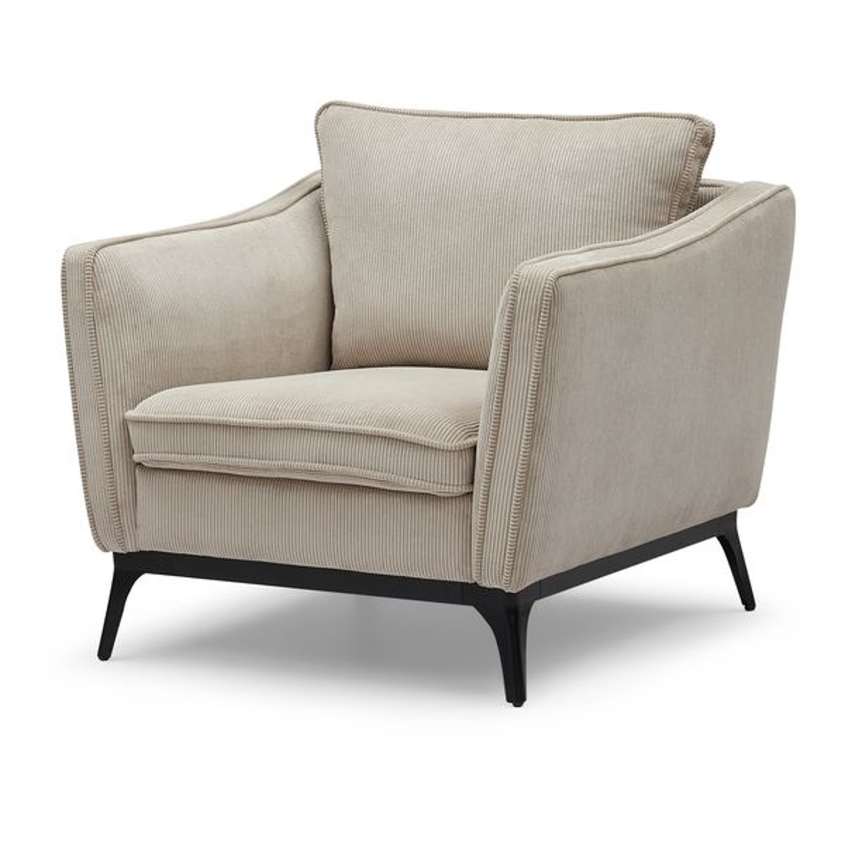 Fauteuil velours côtelé beige ecru, ZAGO