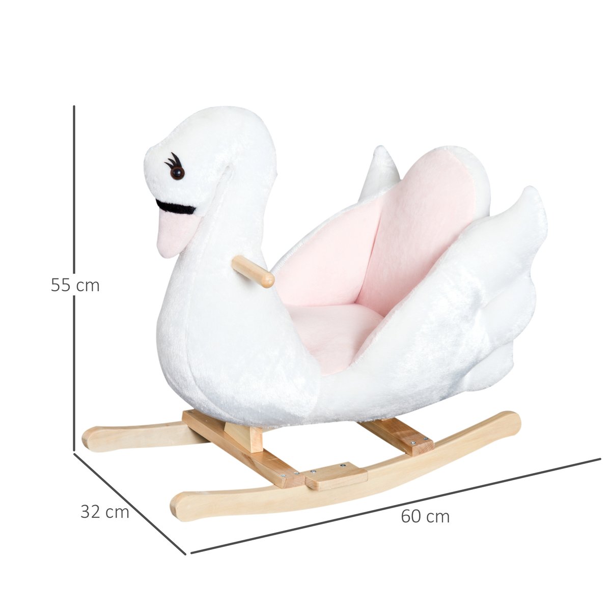 Cheval à bascule pour enfants Peluche courte blanc, HOMCOM