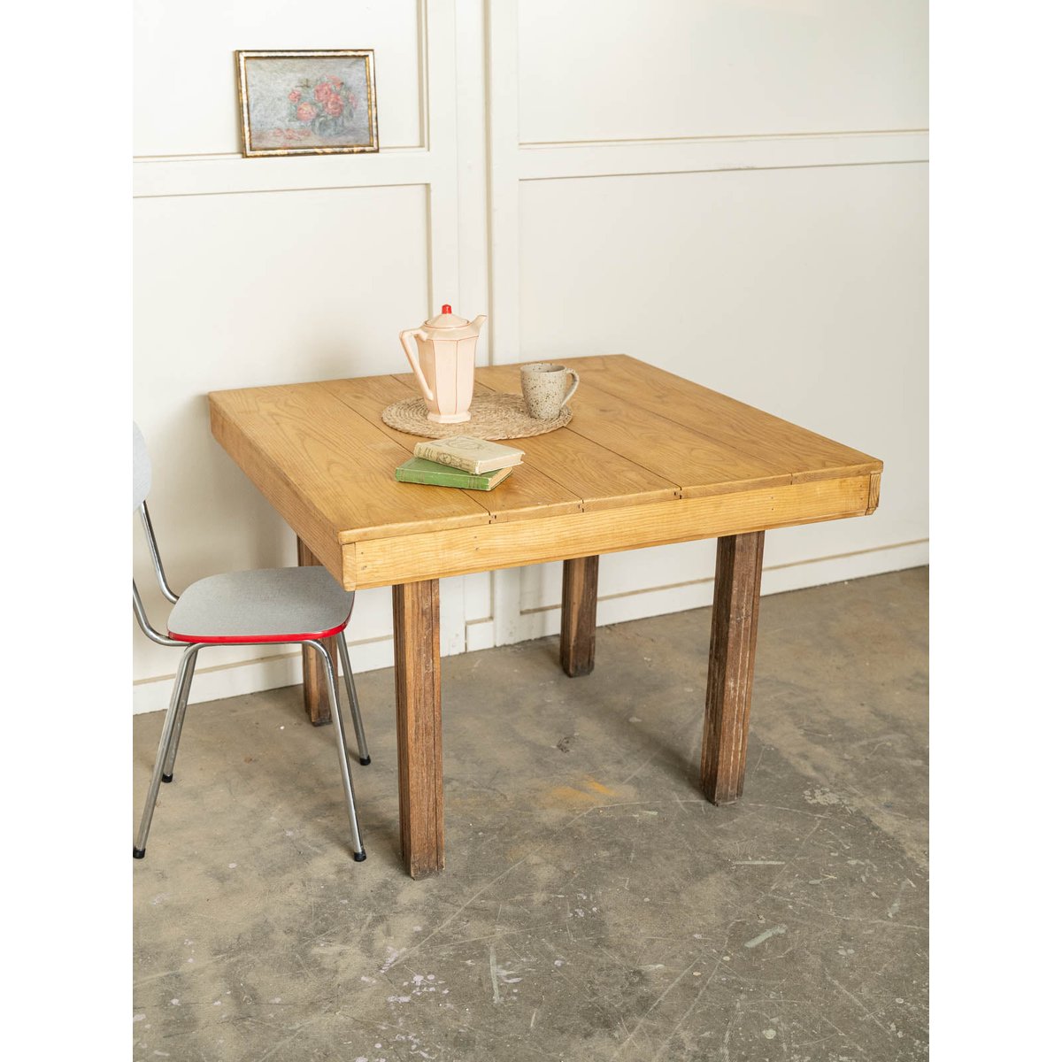 Table à manger de campagne en bois Romy N°1568 - Bon état bois clair, DEBONGOUT